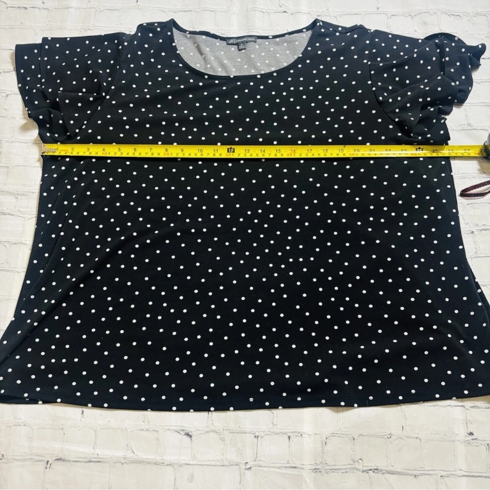 Adrianna Papell Women's Top Size 3X Plus Black Polka Dot Stretch Flutter Sleeve - Picture 6 of 9